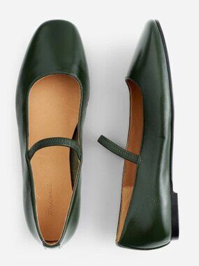 Madewell Greta Mary Jane Ballet Flats in Dark Forest Green, Size 8